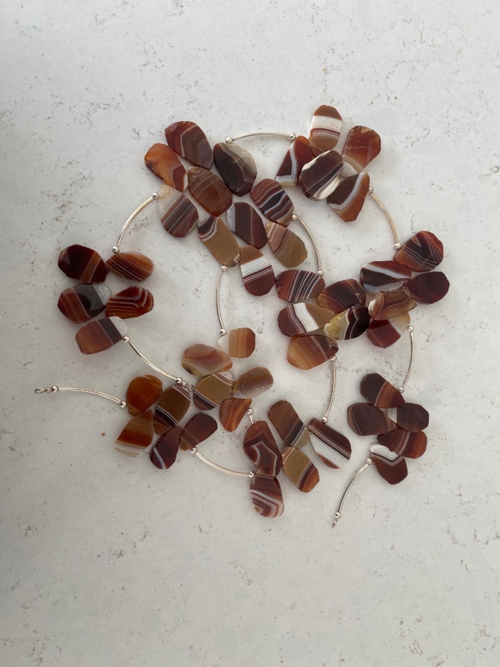 BEADS - Striped Agate Sardonyx Top-Drilled Bead Set – 50 Pieces, Natural Stone